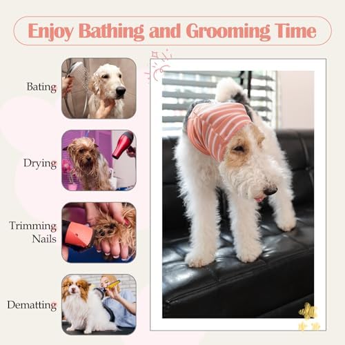 Nanaki Calming Hoodie Dog Grooming Ear Cover Anxiety Relief-No Shake Dog Ear Wrap Hematoma, Striped Head Wrap Snoods for Noise Protection, Bath, Fireworks, Thunderstorm, Blow Drying, Warm-Keeping