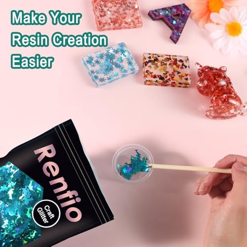 Renfio Holographic Dolphin Confetti Glitter for Resin 1.75 Oz 50g
