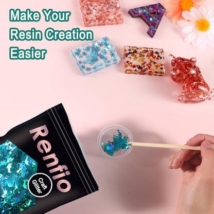 Renfio Holographic Dolphin Confetti Glitter for Resin 1.75 Oz 50g