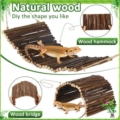 Foilswirl 18 Pcs Bearded Dragon Tank Accessories Reptile Bridge Hammock