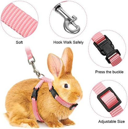 Outus 5 Pieces Adjustable Rabbit Harness and Leash Set, Fresh Color