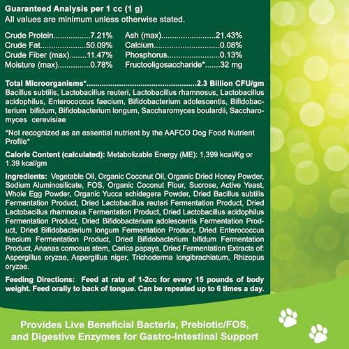 Dogzymes Canine Probiotic Paste Beneficial Bacteria-Enzyme 2.3 Billion CFU/gm Saccharomyces boulardii Organic Dried Honey Powder (60 Gram)