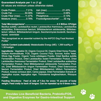 Dogzymes Canine Probiotic Paste Beneficial Bacteria-Enzyme 2.3 Billion CFU/gm Saccharomyces boulardii Organic Dried Honey Powder (60 Gram)