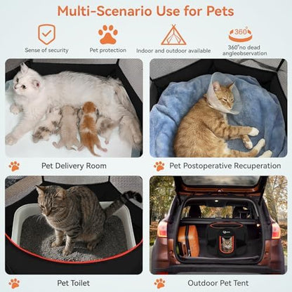 Siedihit Black Dog Cat Playpen, Puppy Pet Playpen Indoor for Small Dog