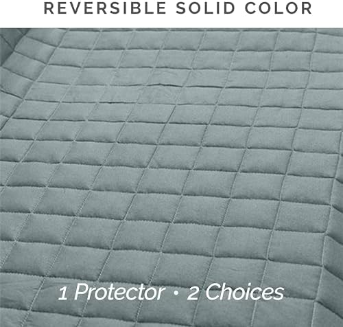 Elegant Comfort Quilted Furniture Protectors Solid and Printed Design Reversible Slipcovers Featuring Elastic Straps and Smart Pockets Great for Pets, Kids and More, Bloomingdale Chair, Navy/Gray