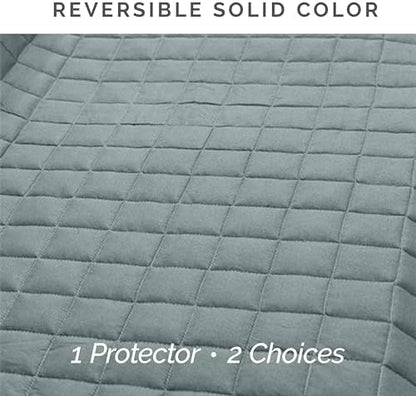 Elegant Comfort Quilted Furniture Protectors Solid and Printed Design Reversible Slipcovers Featuring Elastic Straps and Smart Pockets Great for Pets, Kids and More, Bloomingdale Chair, Navy/Gray