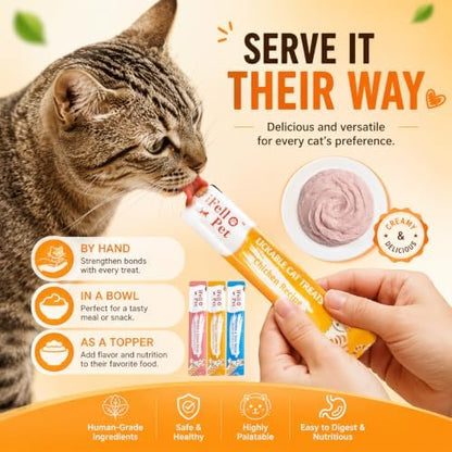 High-Meat Lickable Cat Treats Variety Pack – Real Chicken & Seafood – Smooth Creamy Purée – Grain-Free – (15g Each) (Chicken Mix 60 Tubes)