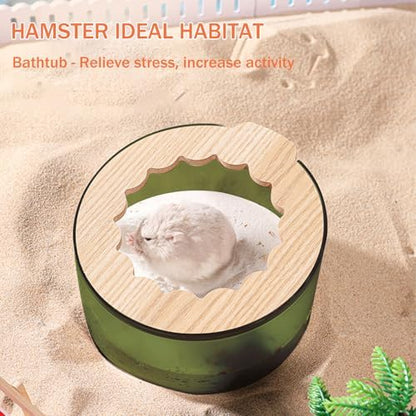 Marchul Hamster Sand Bath Box & Litter Box with Cleaning Scoop, Easy to Clean Bathroom for Dwarf Hamsters, Syrian Hamsters, Gerbils, Small Pets (Green)