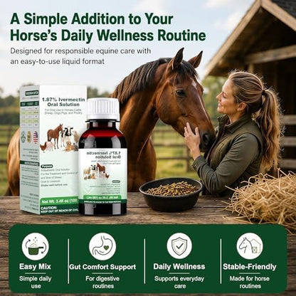 Internal Gut Cleanse for Horses – Gentle Liquid Digestive Support for Equine Comfort & Intestinal Health – Easy-to-Use Formula for All Ages