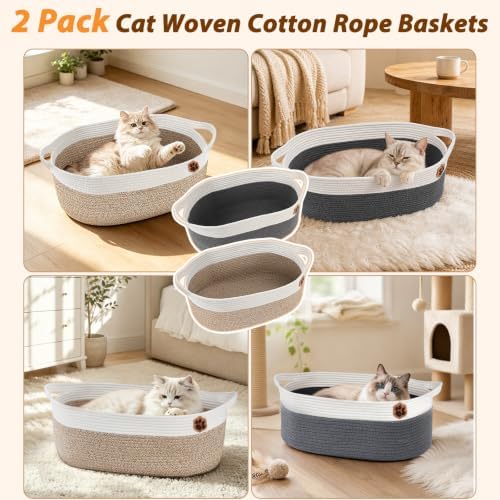 SZEE 2 Pack Stimulicat Handwoven Cat Basket, Large Instinct Cat Bed Baskets