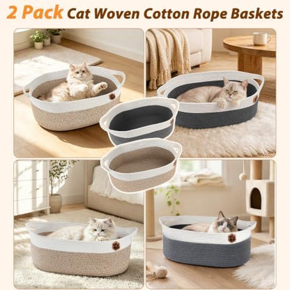 SZEE 2 Pack Stimulicat Handwoven Cat Basket, Large Instinct Cat Bed Baskets