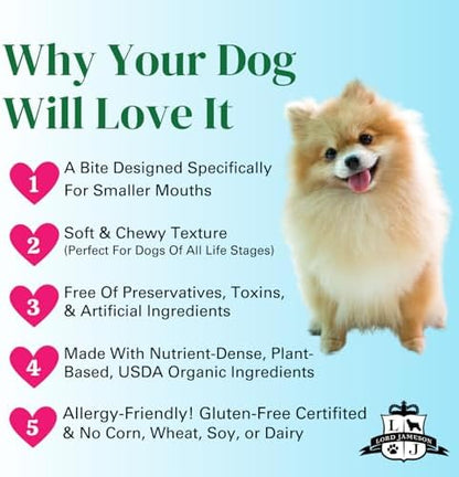Lord Jameson Tropical Paradise Soft & Chewy Certified Organic Dog Treats for Small Breeds - Watermelon & Fiber-Packed Mango - No-Bake Recipe, Gluten & Preservative-Free - Made In USA - 3 oz