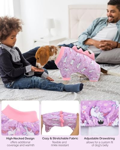 CuteBone Dinosaur Costume Dog Pajamas, Stretchy Spandex Crystal Velvet Sleepwear Coat for Small Dogs, Soft & Warm Pet Outfit Clothes for Cold Weather, Cozy Pullover Design COSP11S