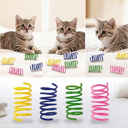 Cat Spring Toys 90 Pack, Interactive Toys for Kittens to Swat, Bite & Hunt, Colorful Durable Plastic Spiral Springs for Indoor Cats
