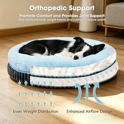 ClevaHome Orthopedic Dog Bed for Medium Dogs, 30in Ice Blue