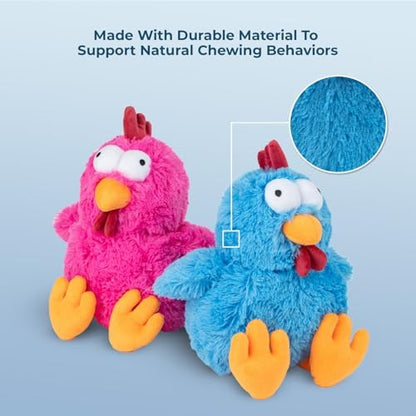 Best Pet Supplies Squeaky Plush Dog Toy - Mrs. Cluck, Blue