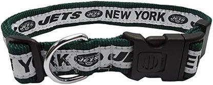 Pets First NFL New York Jets Licensed PET COLLAR, Small - Heavy-Duty, Strong, and Durable Dog Collar. Available in 31 Football Teams and 4 Sizes