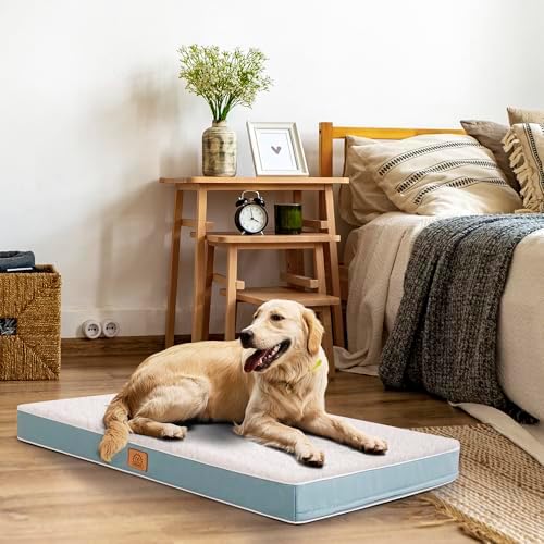 Sunheir Extra Large Orthopedic Dog Bed, XXL Waterproof Dog Crate Bed, Blue