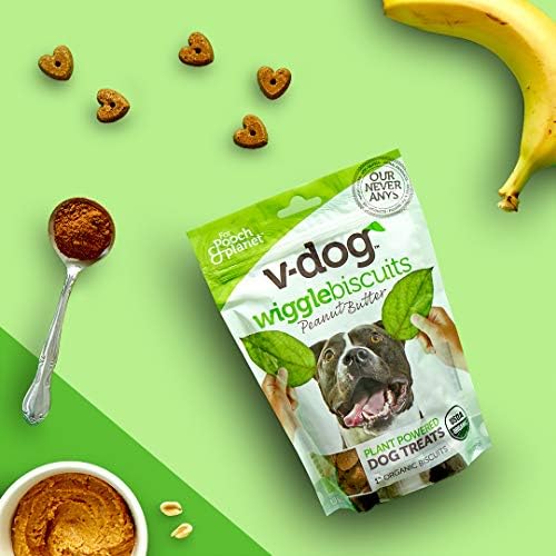 V-dog Vegan Wiggle Biscuit Organic Dog Treats, Peanut Butter, 10 Ounce, Superfoods