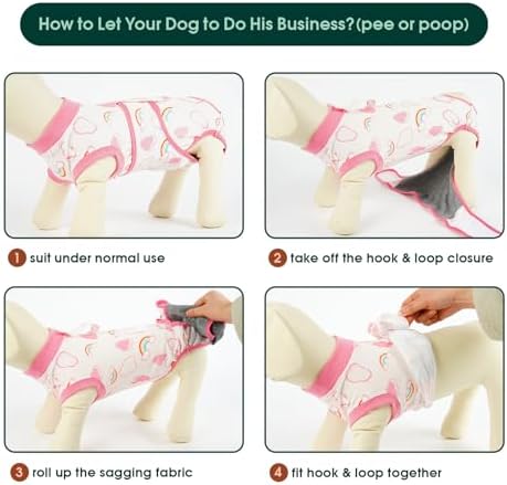 Kuoser Dog Surgery Recovery Suit, Soft Breathable Dog Recovery Suit for Female Spay Male Nueuter, Anti Licking Puppy Onesie Pet Surgical Suit for Dogs Abdominal Wounds Skin Disease, Rainbow S
