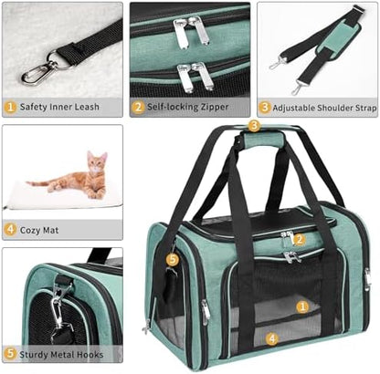 Soft-Sided Cat/Dog/Pet Carrier, Collapsible Pets Travel Carriers