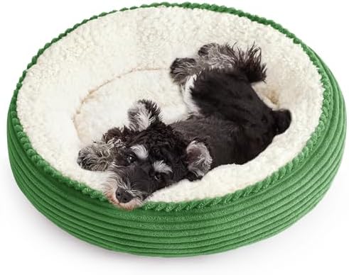 Love's cabin Round Donut Cat and Dog Cushion Bed, 24in Pet Bed for Small or Medium Dogs, Anti-Slip & Water-Resistant Bottom, Soft Durable Fabric Pet Beds, Washable Calming Cat Bed Light Green