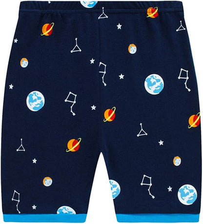 Popshion Boys Pajamas 100% Cotton Toddler Clothes Summer Pjs for Boy Planet Dinosaur Sleepwear Kids Short Sets 2-10 Years