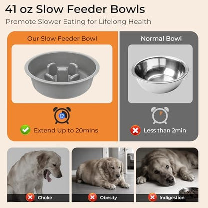 URPOWER Mess Proof Elevated Dog Bowls 4 Height Adjustable Raised Stand