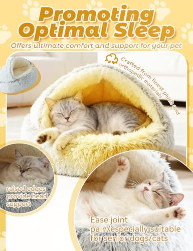 Dog Bed, Dog Bed with Cover Cave, Dual Comfort Design, Pet Bed for Small/Medium/Large Cats and Dogs, Anxiety Relief, Durable & Chew-Proof, Improves Sleep & Behaviour (Pink 26in)