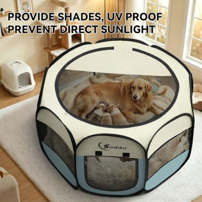 Siedihit Dog Playpen Tent Crate Cage Indoor Outdoor Travel Extra Large Grey