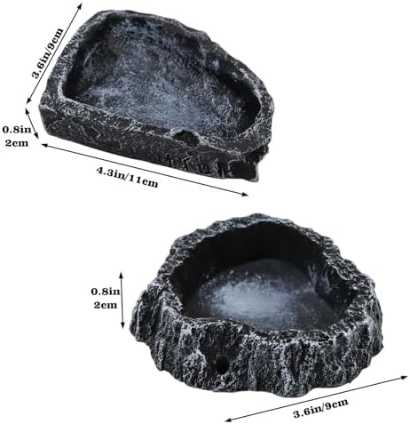 3 Pack Reptile Food Dish, Resin Hermit Crab Food & Water Bowl, Reptile Feeding Food Dish Kit, Tank or Aquarium Accessory, Suitable for Turtle Lizard Hermit Crab Snail Bearded Dragon Leopard Gecko