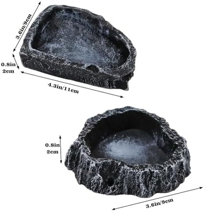 3 Pack Reptile Food Dish, Resin Hermit Crab Food & Water Bowl, Reptile Feeding Food Dish Kit, Tank or Aquarium Accessory, Suitable for Turtle Lizard Hermit Crab Snail Bearded Dragon Leopard Gecko