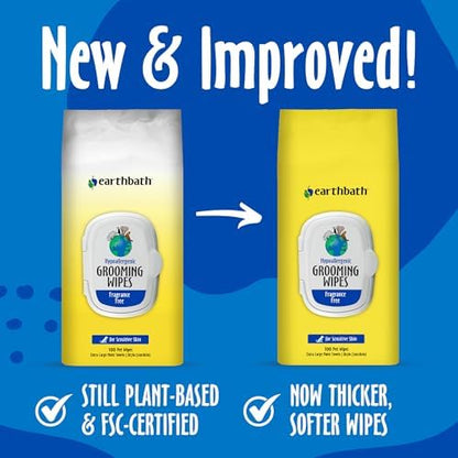 earthbath Hypo-Allergenic Grooming Wipes, Made in USA, 100 Count (6 Pack)