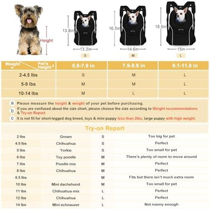 WOYYHO Pet Dog Carrier Backpack, Ventilated Small Dog Front Backpack