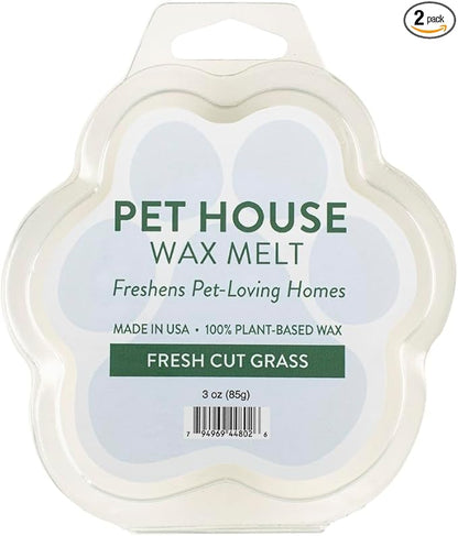 Pet House Fresh Cut Grass Spring and Summer Scented Wax Melts 3 OZ, Plant Based Soy Wax Melts for Household and Pet Odor, Clean Burning, Long Lasting, Made for Pet Loving Homes - 2 Pack