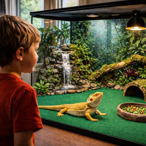 Mechpia 47" x 24" Large Reptile Carpet Terrarium Liner Bedding Reptile Substrate Mat Tank Accessories for Bearded Dragon Snake Lizard Tortoise Leopard Gecko (Green)