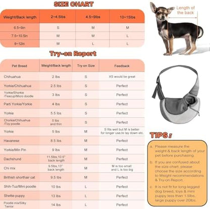 YUDODO Pet Sling Carrier for 2-5 lbs Small Dogs Cat Puppy Crossbody Carrier