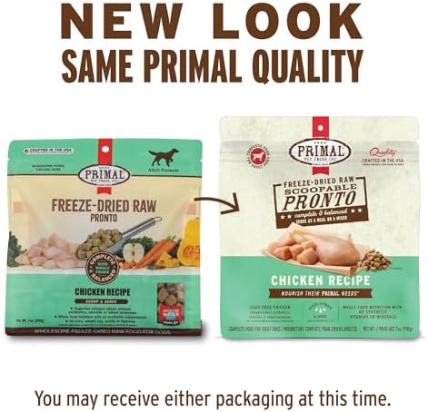 Primal Pronto Mini Nuggets, Freeze Dried Dog Food, Chicken, 25 oz (2 Pack)