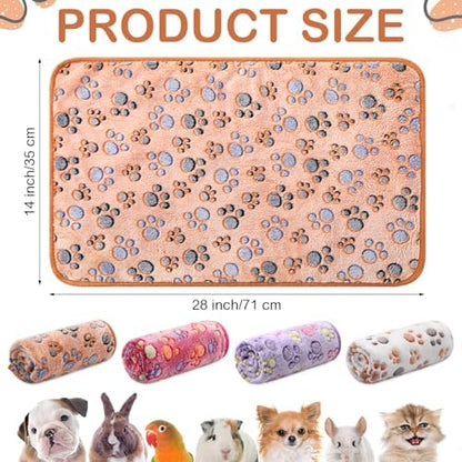 Reginary 4 Pcs Guinea Pig Fleece Cage Liners, Paw Print, 28 x 14 Inch