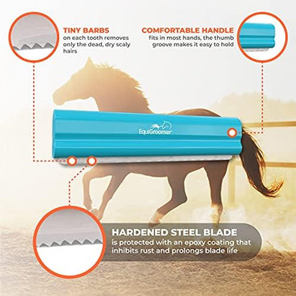EquiGroomer 8-Inch Deshedding Brush for Dogs & Horses, Turquoise