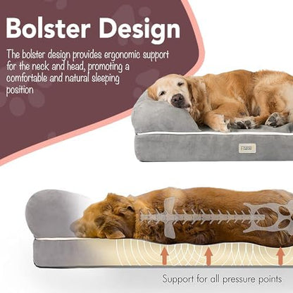 Friends Forever Large Dog Bed Couch, Orthopedic Pet Sofa Memory Foam
