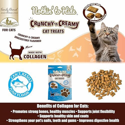 Fieldcrest Farms Collagen Cat Treats, Tuna, Crunchy & Creamy, 3 oz Pouch