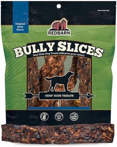 Redbarn Pet Products All-Natural Rawhide Bully Slices - Bully Stick Flavor - Premium Grain-Free Beef Hide Treats High Protein Low Fat for Chewers - 9 oz Bag