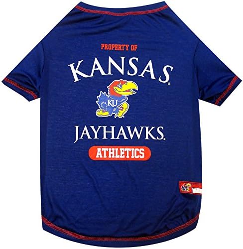 Pets First Collegiate Kansas Jayhawks Dog T-Shirt, X-Large. - Licensed Shirt for Pets Team Colored with Team Logos.- Premium Stretchable Materials for The Comfrot of Your Dog & Cat.