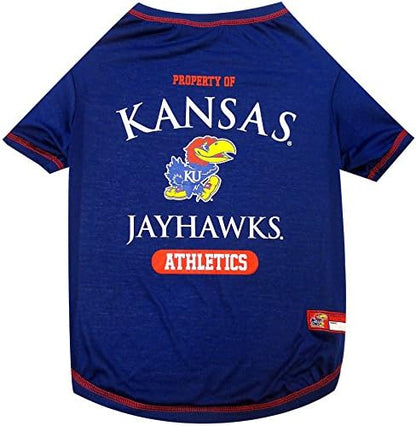 Pets First Collegiate Kansas Jayhawks Dog T-Shirt, X-Large. - Licensed Shirt for Pets Team Colored with Team Logos.- Premium Stretchable Materials for The Comfrot of Your Dog & Cat.