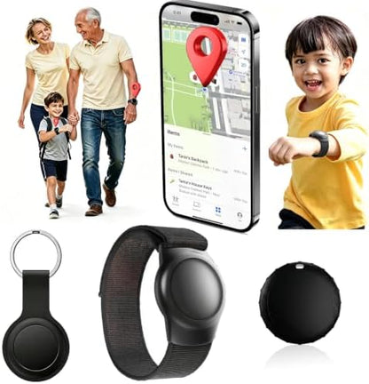 GPS Tracker for Elderly People, Real-Time GPS Tracking Device for Kids, Wearable Wristband & Keychain Design, No Monthly Fee/No SIM Card,for iOS Find My（A-MFi Certified） Long STBY,IP68 WP,Lightweight