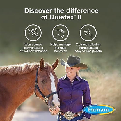 Farnam Quietex II Horse Calming Supplement Pellets, Helps Manage Nervous Behavior and Keep Horses Calm & Composed in Stressful Situations, 1.625 Lbs, 26 Day Supply (Pack of 6)