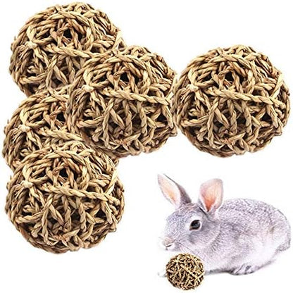 10PCS Bunny Chew Toys Grass Balls Rabbit Gnawing Treats for Guinea Pig