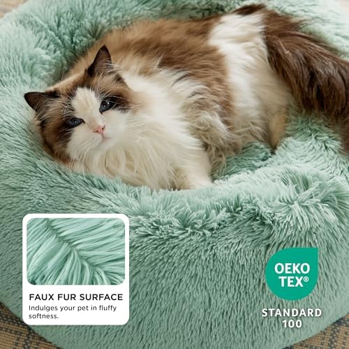 Bedsure Calming Cat Beds Donut Round Washable Kitten Bed,20 inches