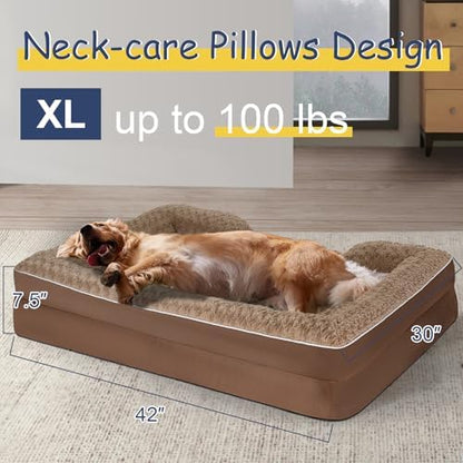 XL Orthopedic Dog Bed Large, Big Dog Bed, Dog Sofa Bed, Pet Beds(Brown, XL)